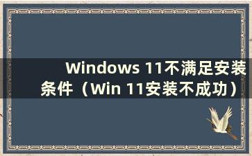 Windows 11不满足安装条件（Win 11安装不成功）